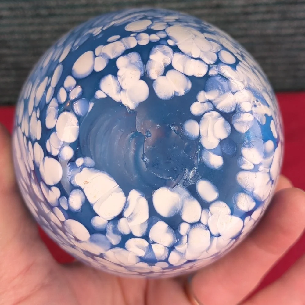 Vintage Hand Blown Blue And White Bud Vase 6.5